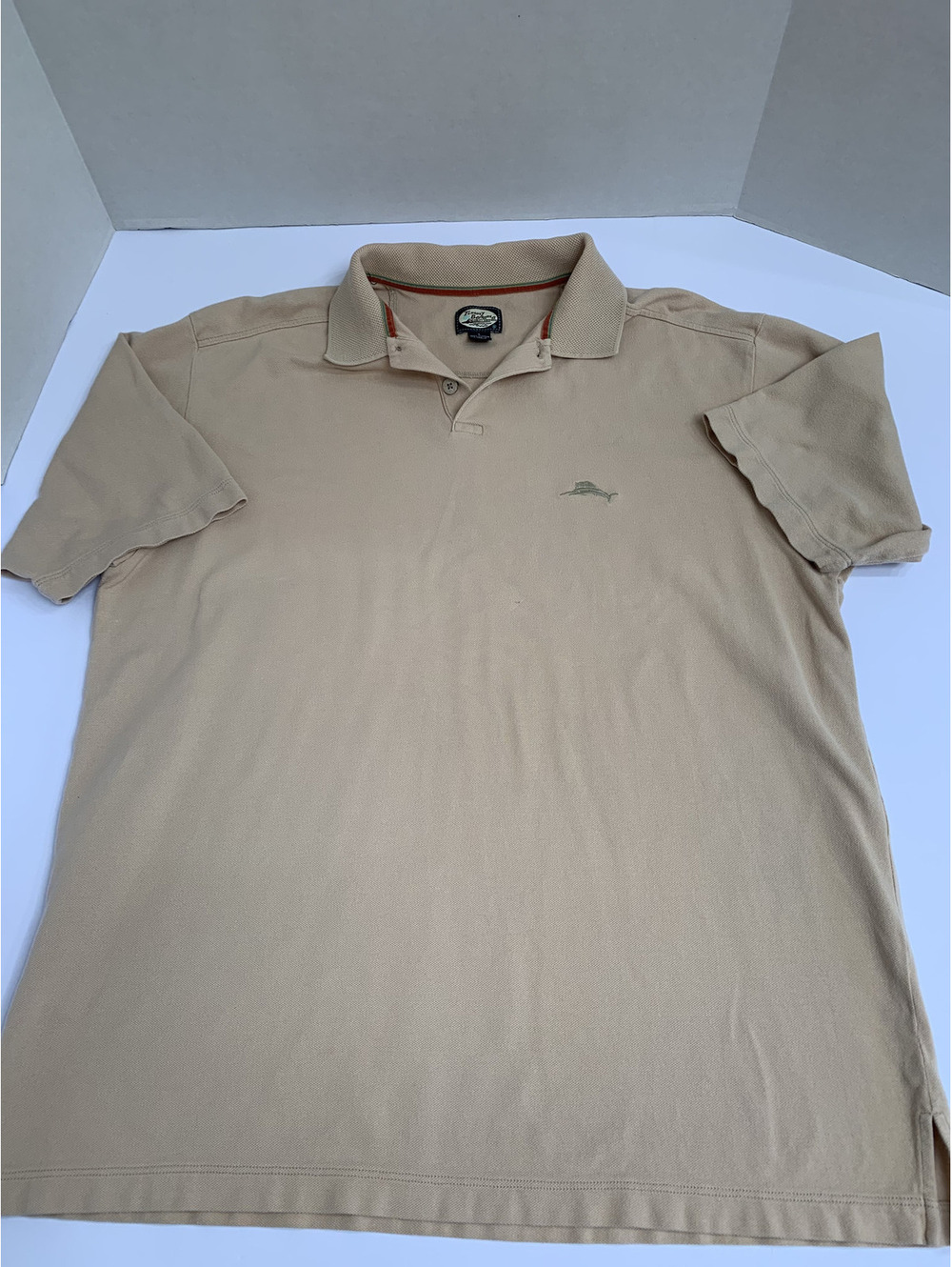 Tommy Bahama Mens Short Sleeve Marlin Polo Shirt Beige/Tan Size Large